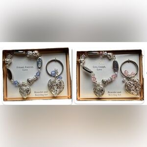 - [x] Best Friend Bracelet & Keyring Set 2pc Gift Boxed Pink Blue Heart Charm